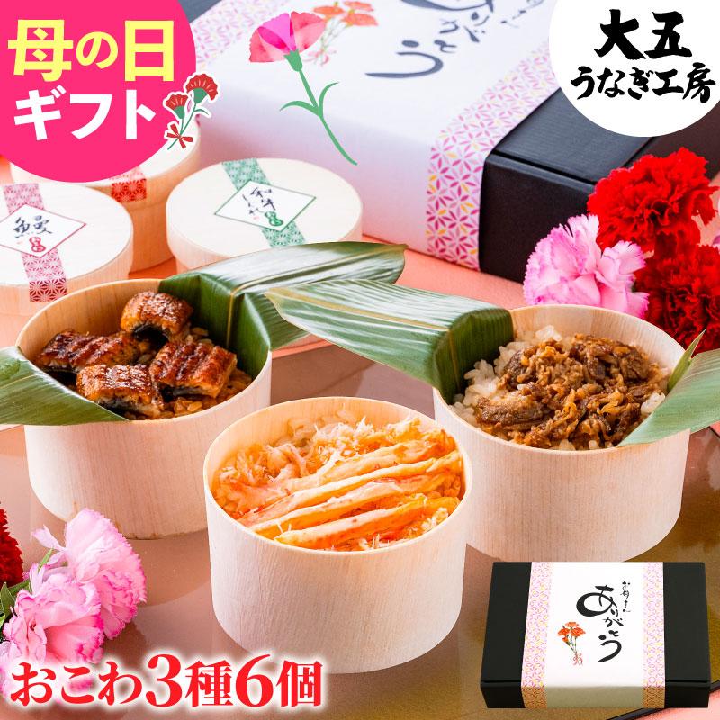 母の日 おこわ3種6個バラエティセット うなぎ・かに・牛しぐれ プレゼント ギフト 母の日包装 爆買（Yahoo!・大五うなぎ工房）