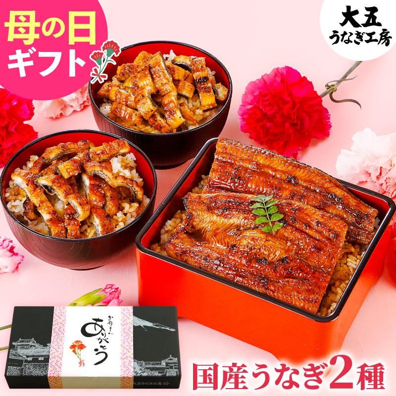 母の日 うなぎ 2種セット 国産 長蒲焼(大)1尾＆きざみうなぎ2パック  蒲焼き うなぎ 鰻 ウナギ 食べ物 グルメ 花以外 爆買（Yahoo!・大五うなぎ工房）