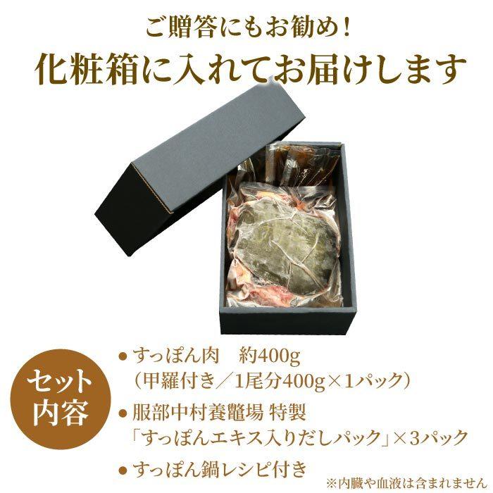 浜名湖の極上すっぽん鍋セット 400g（甲羅付き） 服部中村養鼈場 ギフト 3人前 スッポン すっぽん鍋 すっぽん料理 服部もの 送料無料 冷凍｜daigounagi｜10