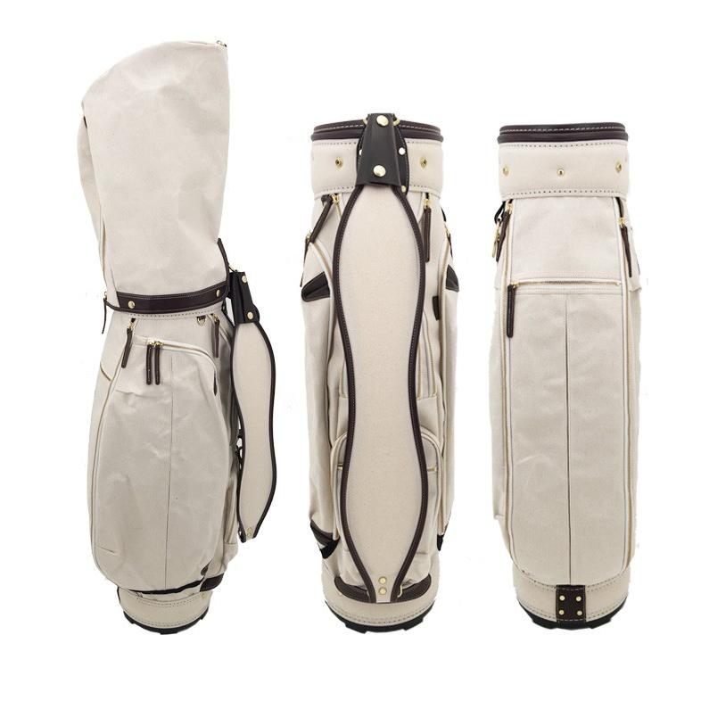 考英舎 キャディバッグ 9型 軽量 3.5kg ハンドメイド 板垣 帆布 C/Bag 生成/ダークブラウン｜daiichigolf｜02