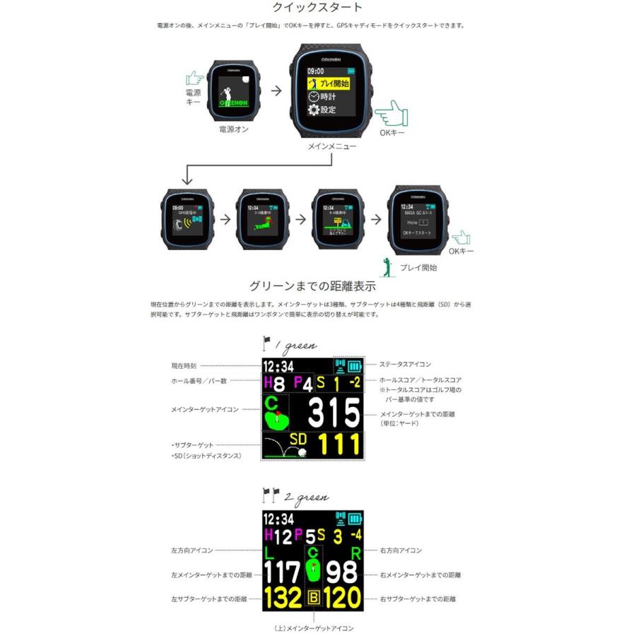 GREENON（グリーンオン） ザ・ゴルフウォッチ ノルム2 腕時計型 GPS