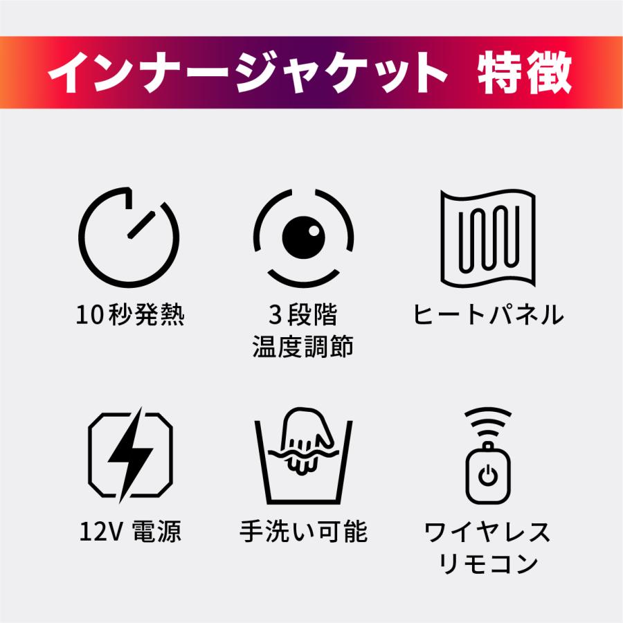 ヒートマスター 12Vヒートインナージャケット スポーツタイプ 7AMP LIDEF Heat Master ヒートマスター公式 旧ヒーテック|daikanyama-st|12