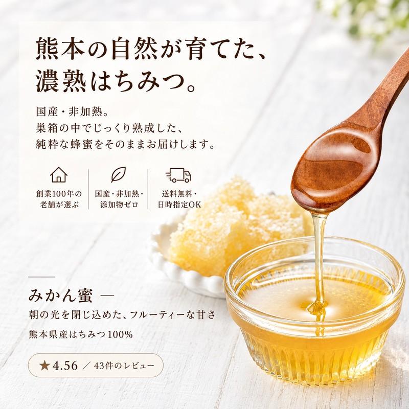 国産 熊本県産 みかんはちみつ 400g 非加熱 純粋はちみつ 送料無料