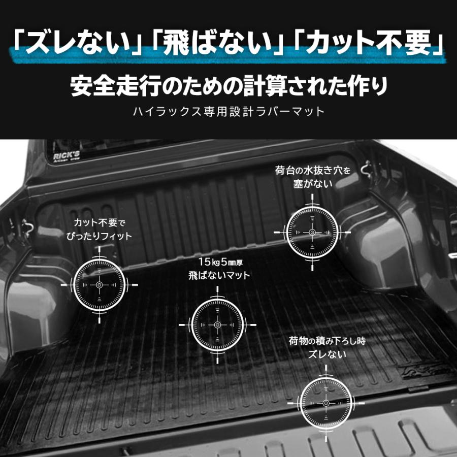 ハイラックス GUN125 荷台 ゴムマット パーツ ラバーマット ピックアップ トラック 専用設計 トヨタ ハイラックス GUN125 荷台 ゴムマット パーツ ラバーマット