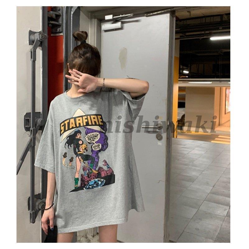 レディース Tシャツワンピース ビックTシャツ オーバーサイズアメコミ ビンテージ プリント 半袖 5分丈 かわいい おしゃれ アメカジ｜daikisyoutennetstore｜17