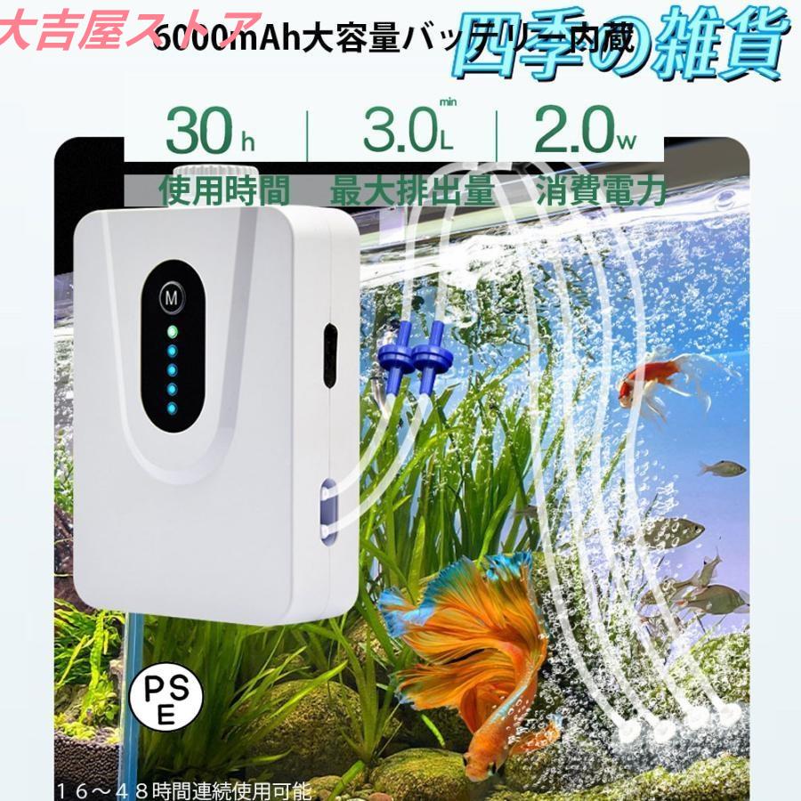 ソーラーエアポンプ 2.5L/min 水槽用エアポンプ 静音設計5w 6000mAHの大容量電池 省電力動作 防水 屋外 エアーポンプの風量調節可能 の商品画像