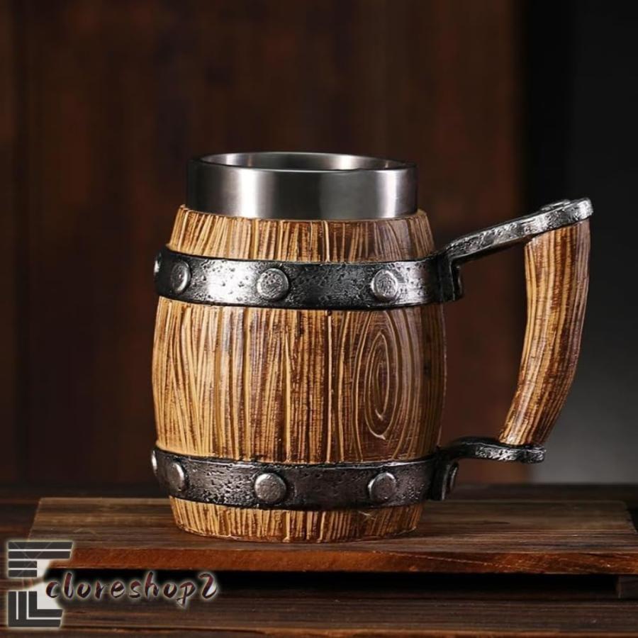 海賊ジョッキ 樽風デザイン 1000ml トラファルガー・ロー]木樽ジョッキ