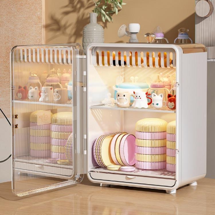 レトロ食器棚食器入れケース収納 ベビー食器収納ケース 食器棚 マグネットドア 食器収納箱 哺乳瓶 収納