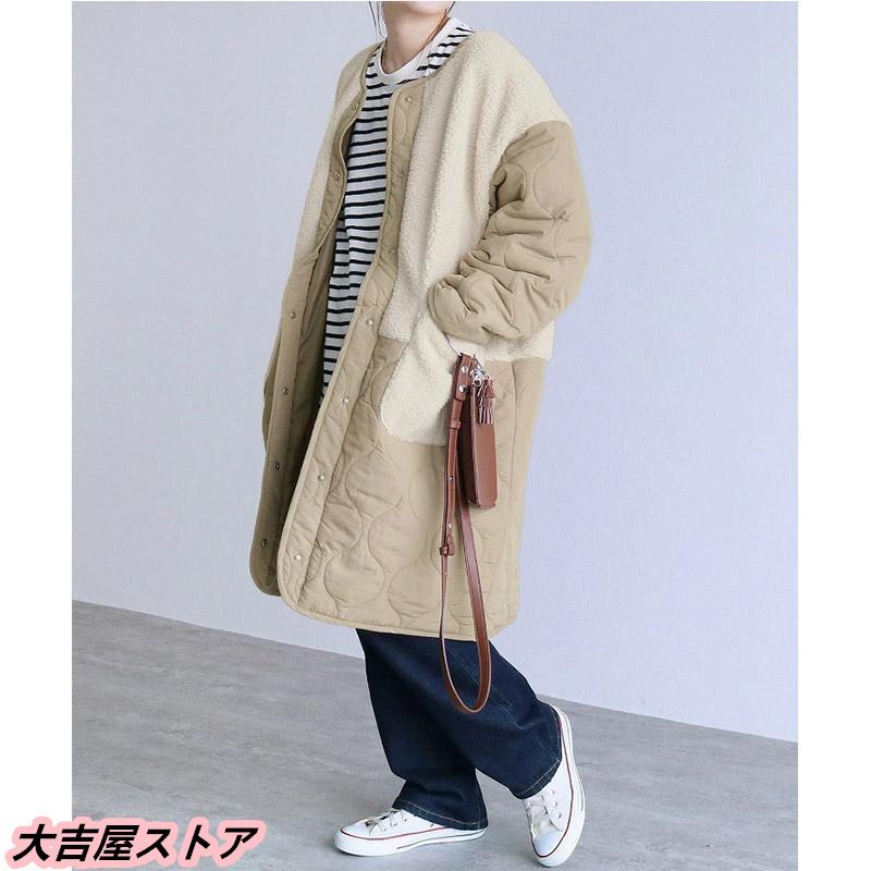 レディース アウターノーカラーコート ボアジャケット レディース アウターノーカラーコート ボアジャケット