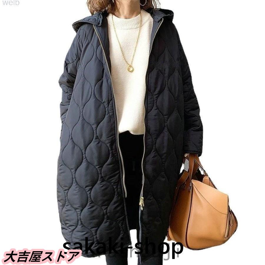 コート レディース 中綿入り ロング フード付き 暖かい