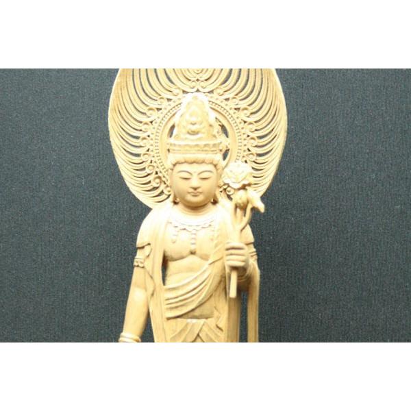 お仏像総楠仏像 眼入聖観音（金泥入) 丸台座 宝珠光背4寸