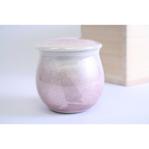 ○九谷焼○3寸 骨壷と分骨袋のセット○銀彩 ピンク 分骨壺 ペット
