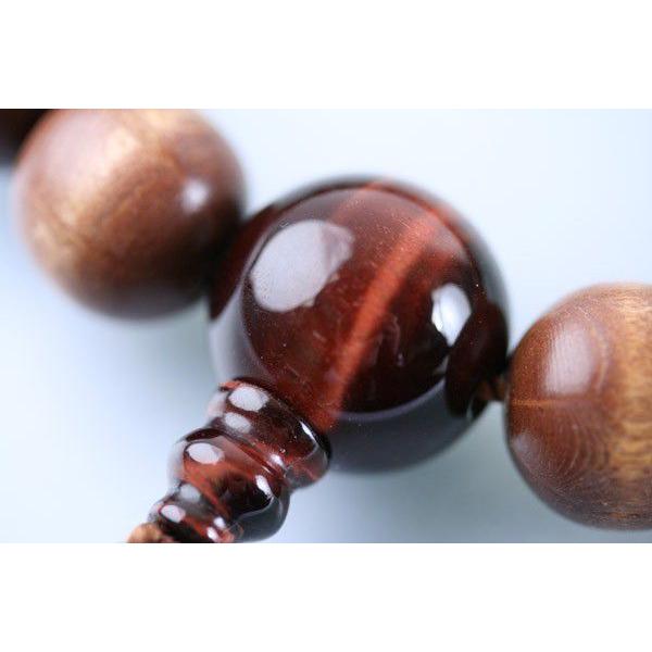 数珠 男性用 六道木18玉 赤虎目仕立 正絹頭房 桐箱入 : 大黒屋仏壇店