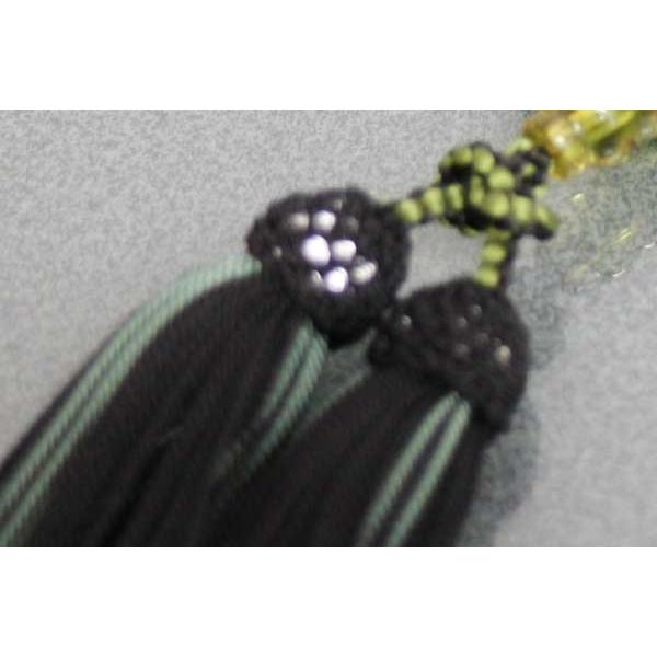 【逸品】数珠 男性用 黒オニキス２０玉グリーンアンバー仕立　正絹頭房 桐箱入の画像