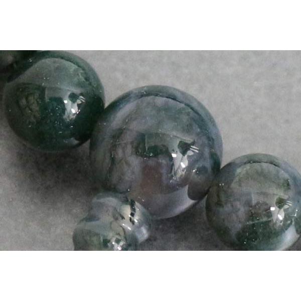 数珠 男性用 苔瑪瑙（モスアゲイト）22玉共仕立 正絹頭房/桐箱入