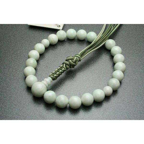 逸品】【限定品】数珠 男性用 糸魚川翡翠22玉共仕立 正絹八本下網釈迦 