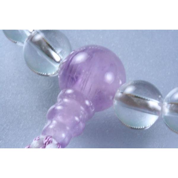 ◇数珠 女性用 本水晶 7mm 藤雲石仕立：正絹切房 紙箱入 : 大黒屋仏壇