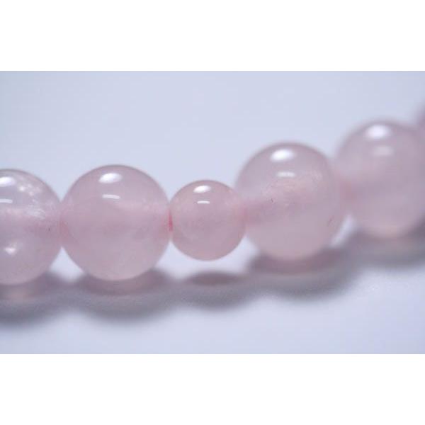 数珠 女性用 数珠袋付 ローズクォーツ7mm玉正絹頭房 灰桜色 : 大黒屋