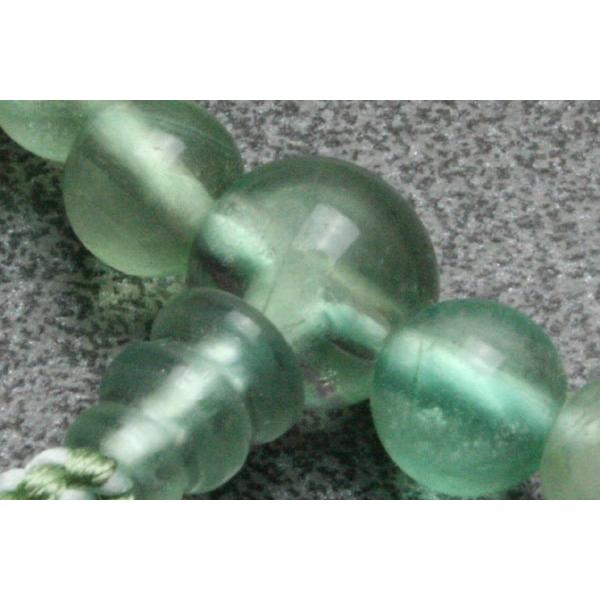 数珠 女性用 数珠袋付 緑蛍石（フローライト）7mm玉：正絹松風頭房
