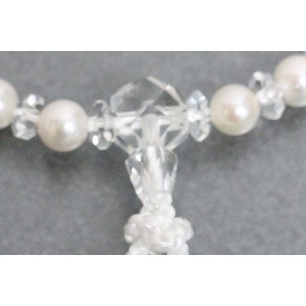数珠 女性用 本真珠 水晶平切子：正絹松風頭房 桐箱入｜daikokuya-b｜02
