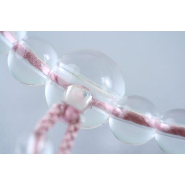 数珠 女性用 数珠袋付 寸法切 本水晶6mm ：正絹頭房 灰桜色｜daikokuya-b｜02