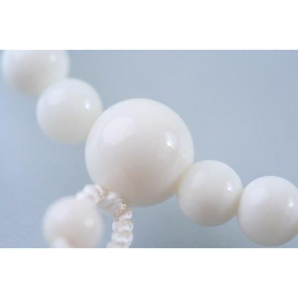 逸品】数珠 女性用本連 本珊瑚108玉：正絹松風頭房 白色 桐箱入