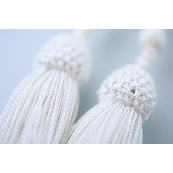 逸品】数珠 女性用本連 本珊瑚108玉：正絹松風頭房 白色 桐箱入