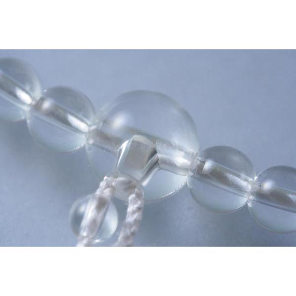 数珠 女性用本連 数珠袋付 寸法切 本水晶6mm：正絹頭房 白色｜daikokuya-b｜03