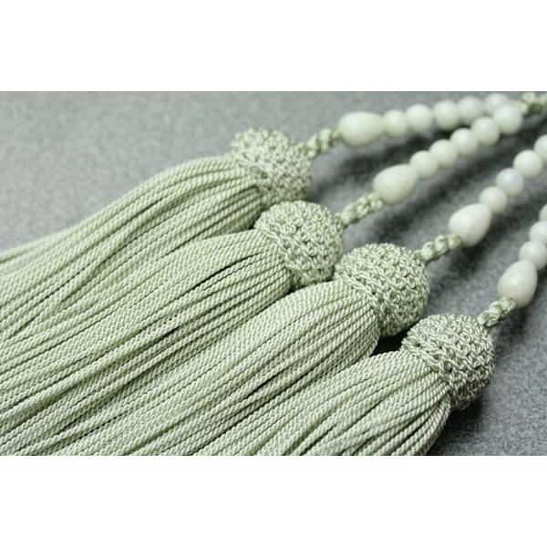 限定品】数珠 女性用 本式数珠 二連 糸魚川翡翠:正絹頭房 抹茶 限定品】数珠 女性用 本式数珠 二連 糸魚川翡翠:正絹頭房 抹茶