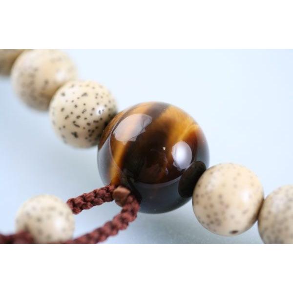 逸品】行者数珠 尺六行者用 星月菩提樹虎目石仕立：正絹六匁頭房 桐箱