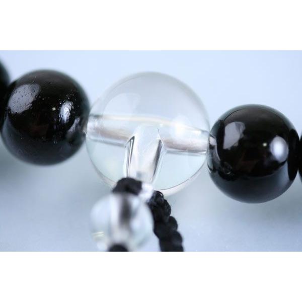 行者数珠 尺六行者用 お遍路 黒檀水晶調玉仕立：人絹六匁頭房 桐箱入