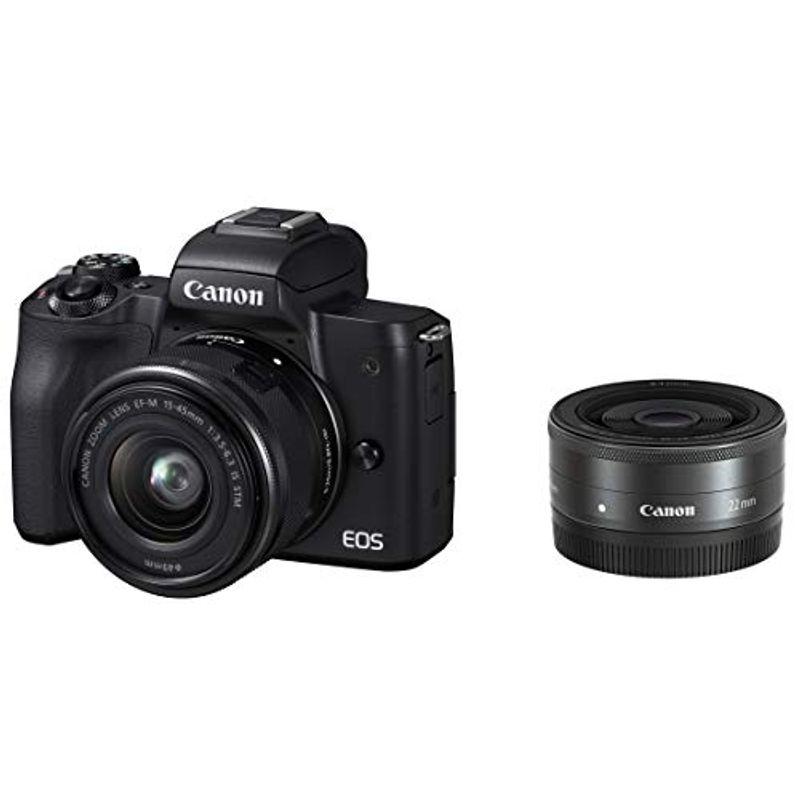 Canon ミラーレス一眼カメラ EOS Kiss M ダブルレンズキット ブラック 