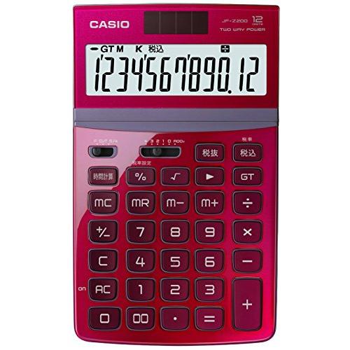 カシオ 電卓 ジャストタイプ 12桁 レッド JF-Z200RD-N