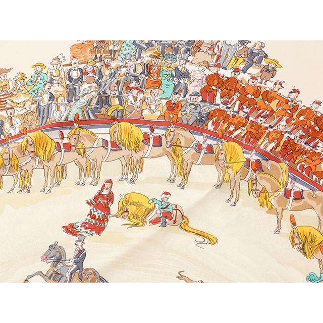 HERMES（エルメス） カレ90 CIRQUE MOLIER ベージュ シルク【431