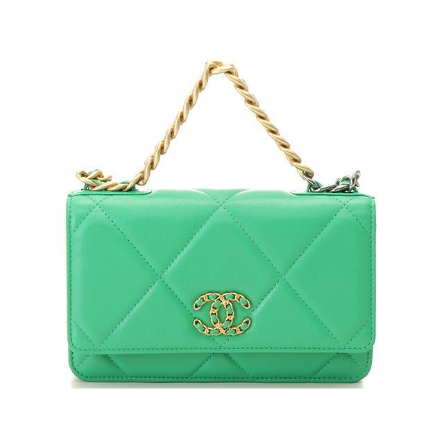CHANEL（シャネル） CHANEL19 チェーンウォレット AP0957 グリーン/GP