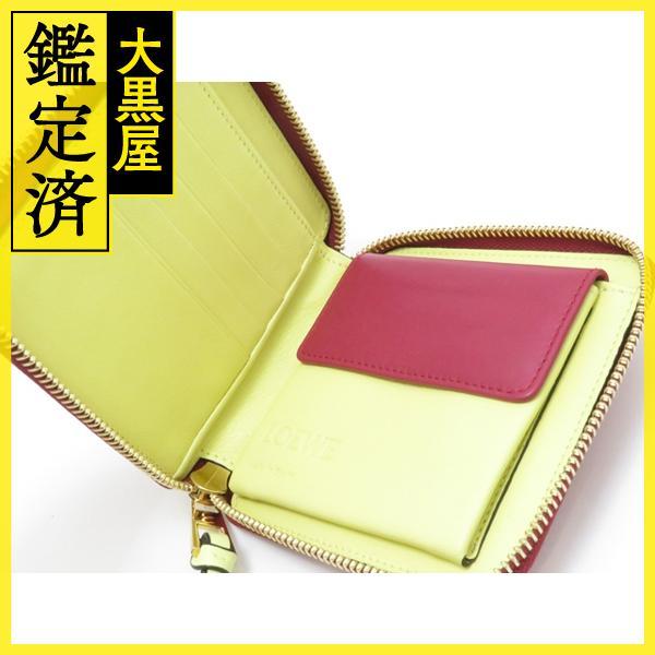 週末限定☆LOEWE 二つ折り財布 イエロー レザー LOEWE（ロエベ） 二つ折り財布 レッド/イエロー レザー 【430