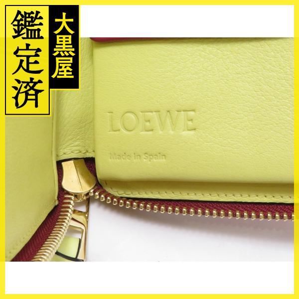 ロエベ　レザー 二つ折り財布 LOEWE（ロエベ） 二つ折り財布 レッド/イエロー レザー 【430