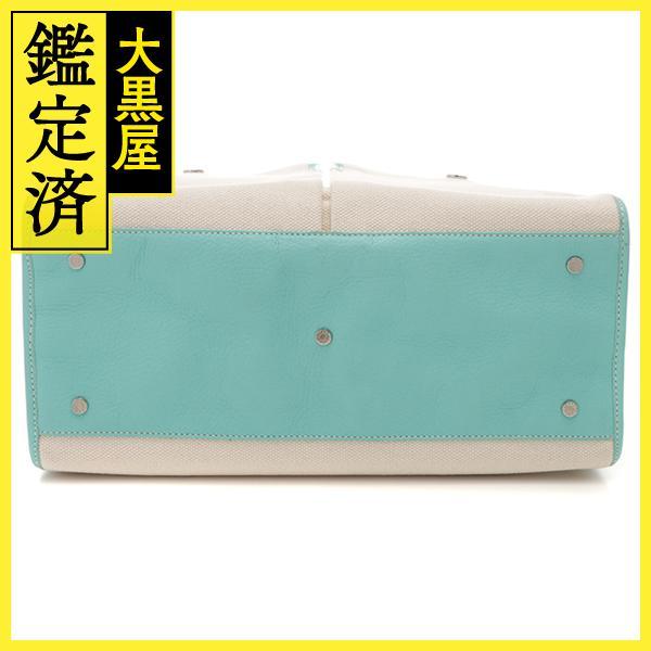 入手困難✨ ティファニー ジットーニ 2way キャンバス レザー ネイビー TIFFANY&Co.（ティファニー） ジットニー 2WAYトート ナチュラル