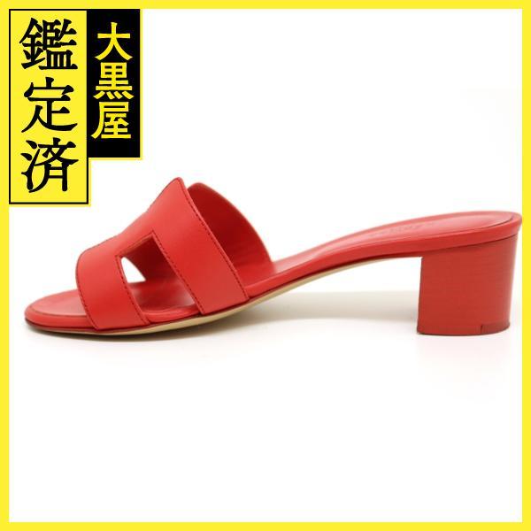 HERMES（エルメス） HERME 靴 オアジス サンダル レディース34 アカ