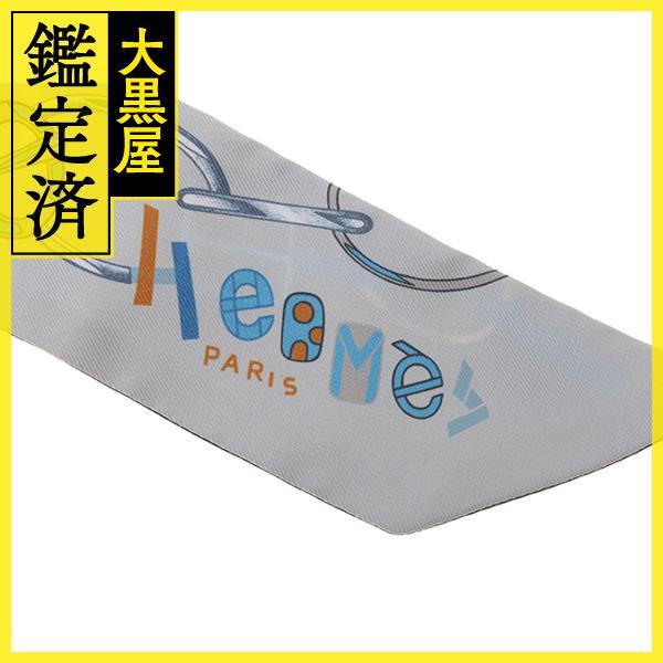 HERMES エルメス 小物 スカーフ　ツイリー DO RE BOUCLES グリペルル ブルーアズール シルク【430】｜daikokuya78｜04