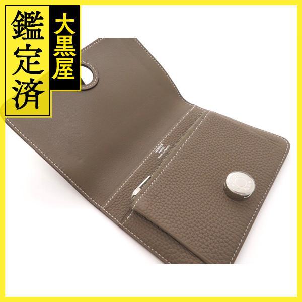 HERMES エルメス ドゴンコンパクト ミニウォレット エトゥープ