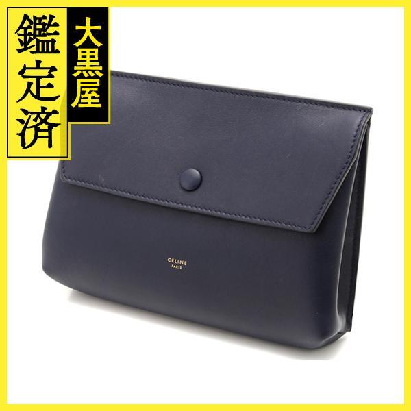 CELINE CELINE セリーヌ タイ ネイビー カーフ ハンドバッグ【460 