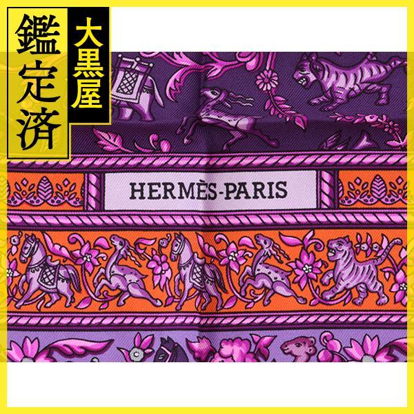 HERMES　エルメス　カレ90　CHASSE EN INDE　パープル/マルチ　2143500274804　【432】｜daikokuya78｜04