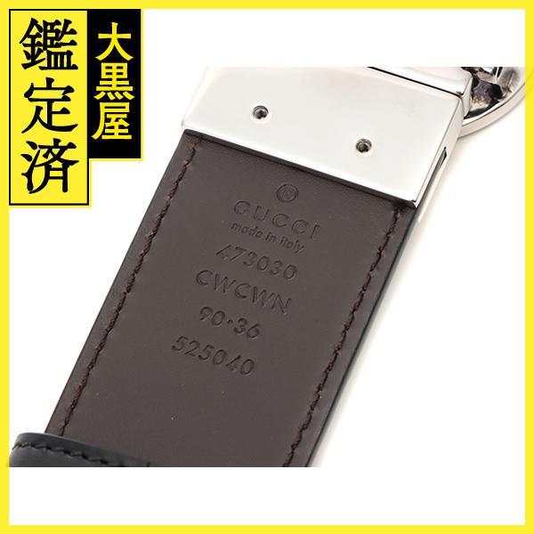 GUCCI　グッチ　グッチシマ　インターロッキングGバックルベルト　ブラック　ダークブラウン　473030【431】2147100511444｜daikokuya78｜07