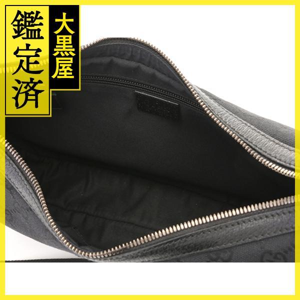GUCCIブラック ショルダーバッグ キャンバス/レザー GUCCI（グッチ） GGショルダーバッグ ブラック キャンバス/レザー