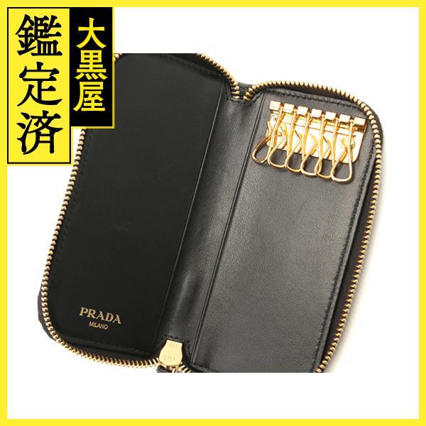 【送料込】PRADA 6連キーケース ブラック 極美品・使用感少ない】PRADA プラダ 6連 キーケース 黒 サフィアーノ