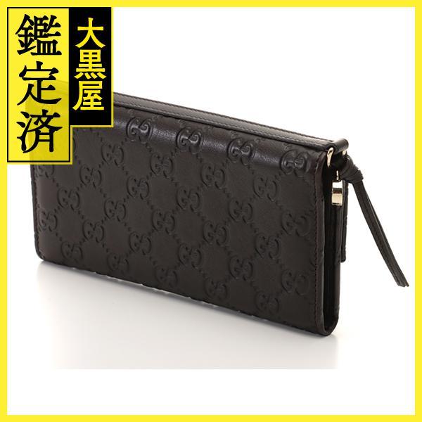 GUCCI（グッチ） マイクログッチシマ ZIP長財布 ダークブラウン カーフ