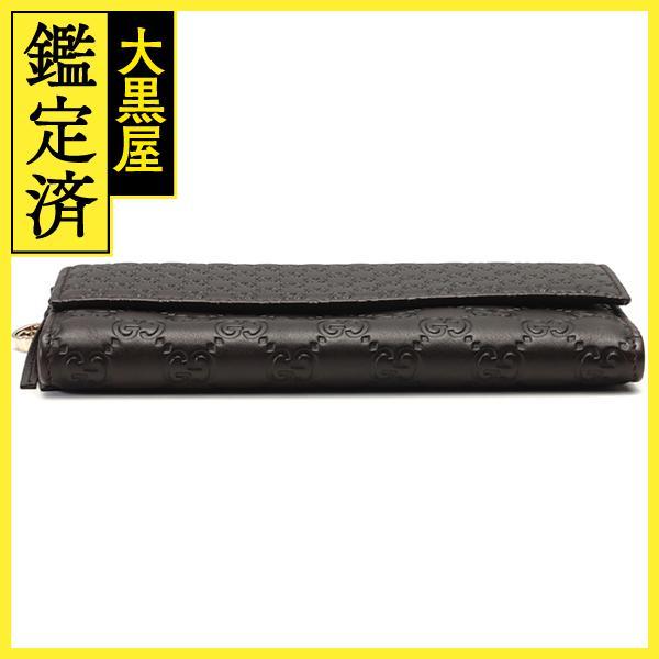 GUCCI（グッチ） マイクログッチシマ ZIP長財布 ダークブラウン カーフ
