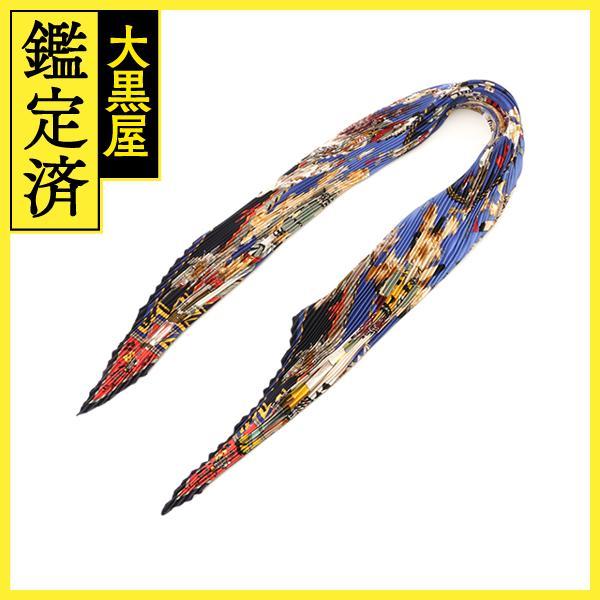 箱付き新品級⭐️エルメス プリーツカレ90 スカーフ ブルー系 防寒にも HERMES（エルメス） 小物 カレ90 プリーツカレ ブルー・マルチカラー