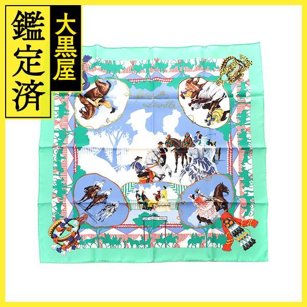 HERMES（エルメス） スカーフ カレ90 feria de sevilla グリーン